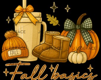 Clipart aconchegante de outono em PNG | Abóbora, Botas, Café (Download Digital)