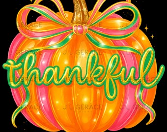 Thankful Pumpkin Clipart | Fall Sublimation Design (Digital Download)