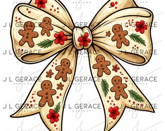 Noeud de Noël en pain d'épice PNG pour fêtes festives et clipart pour travaux manuels et sublimation