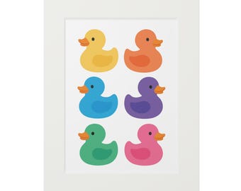 Rubber Duck Art Print: Colorful Bathroom Decor