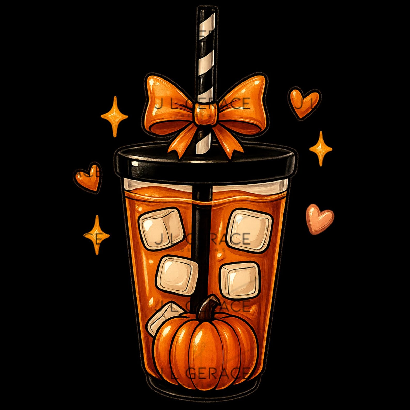 Pumpkin Iced Coffee PNG: Halloween Clipart, Fall Sublimation (digital ...