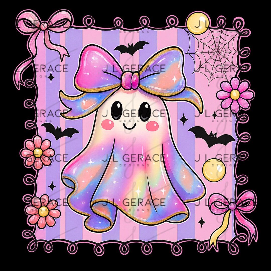 Pastel Kawaii Ghost PNG | Pink Purple Halloween Clipart | Cute Ghost ...