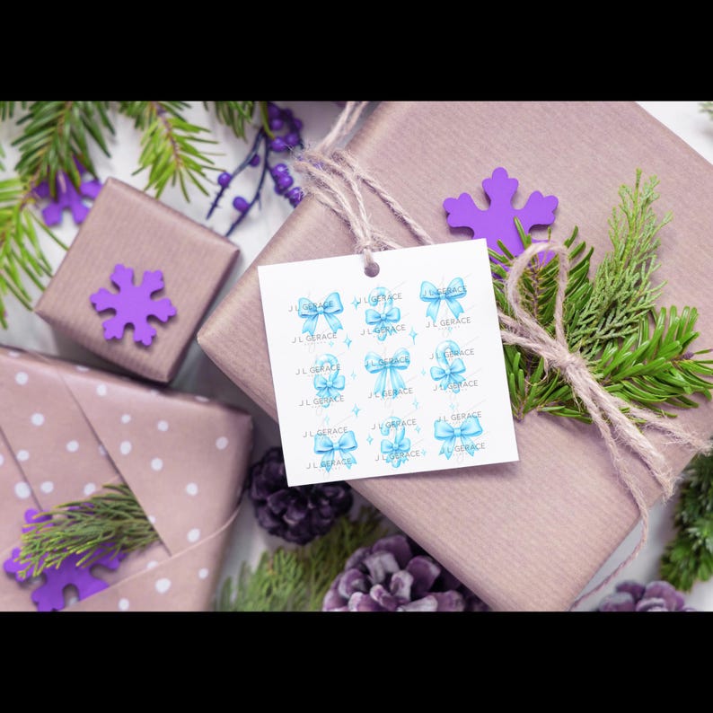 Blue Candy Cane Bow Clipart Christmas PNG Set Cute Winter Holiday Art ...