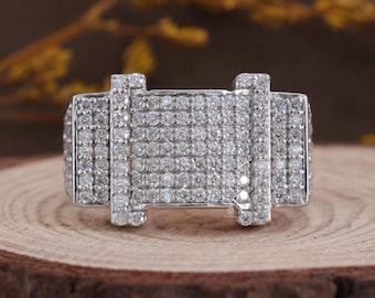 Pave Lab Grown Diamond Signet Ring – Solid Gold or Sterling Silver