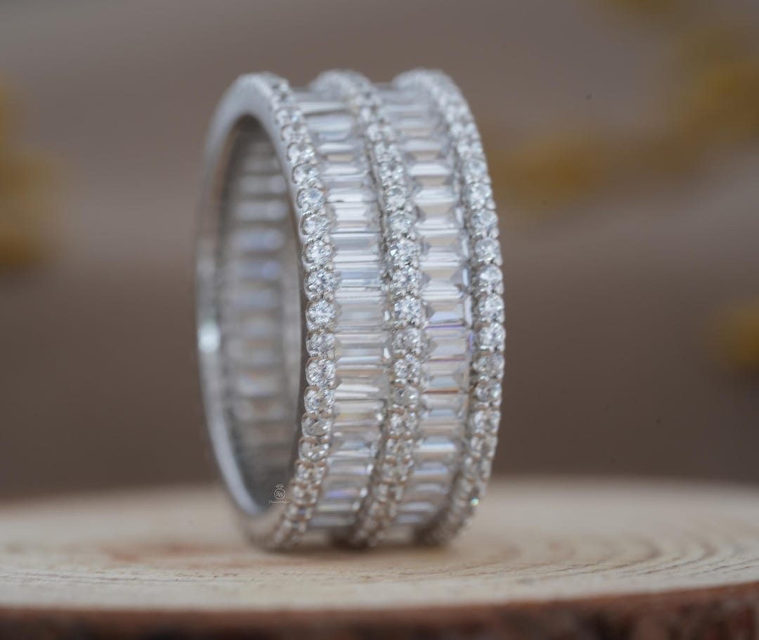 Baguette Lab Grown Diamond Eternity Band – Solid Gold or Sterling ...