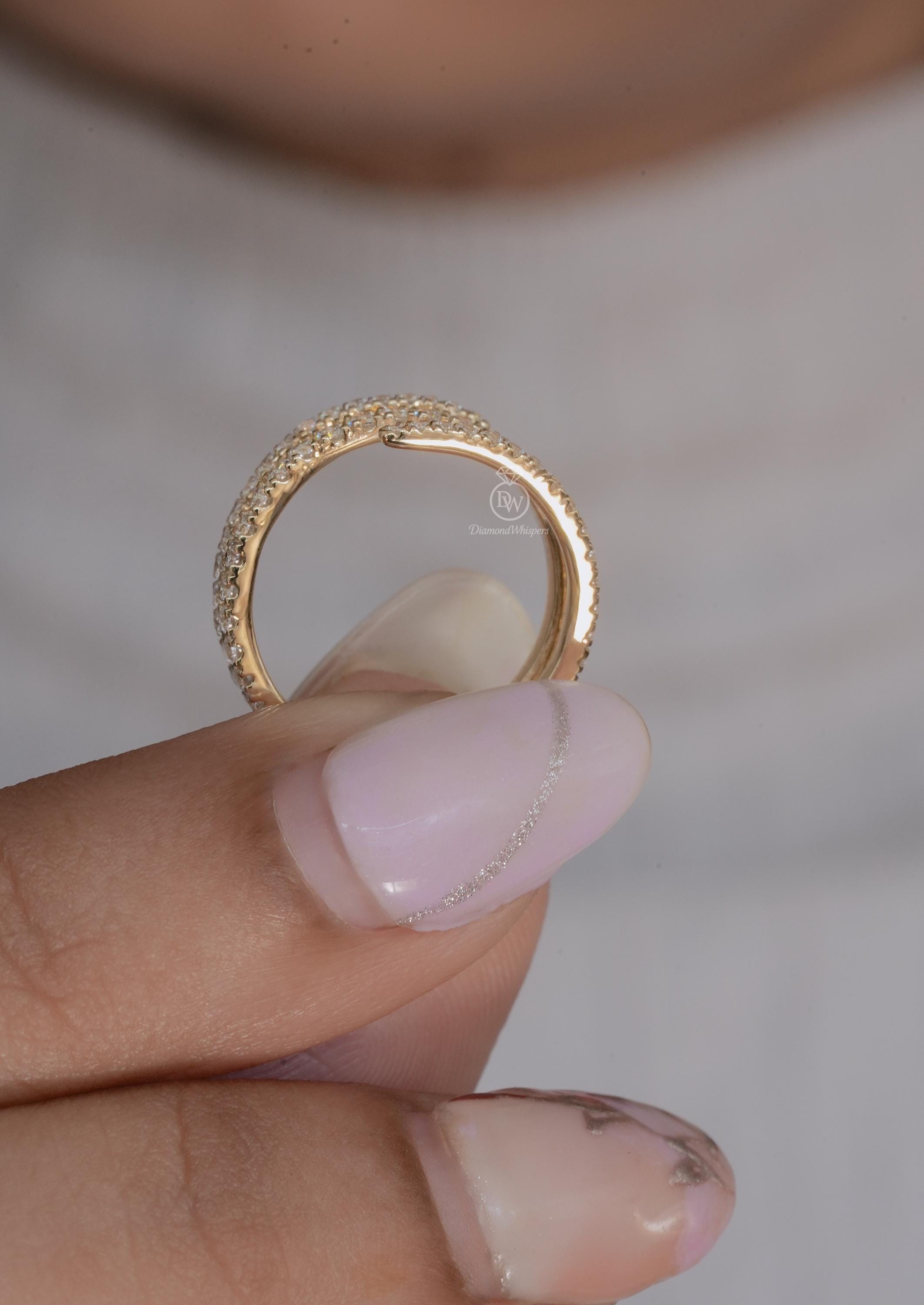 Triple Row Spiral Wrap Bypass Ring Lab Grown Diamond or Moissanite ...