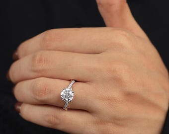 Twisted Band Solitaire Engagement Ring : Lab Grown Diamond or Moissanite –Solid Gold or Silver