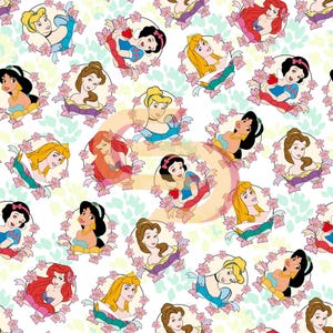 Cute princess clipart, chibi princess stickers, floral princess pattern, kawaii digital download, fairytale girls art, cartoon princess