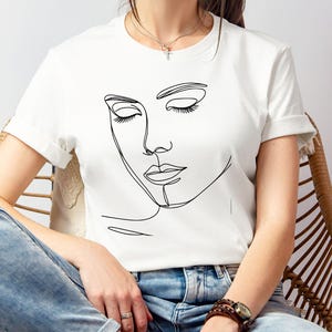 Minimalist Woman Face Line Art T-Shirt: Bella Canvas Graphic Tee