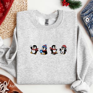 Embroidered Penguin Sweatshirt | Cozy Christmas Crewneck