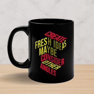 Kreative Inspiration Schwarze Kaffeetasse | 11 Unzen | Ideal für Künstler, Designer und Denker | Tolles Geschenk für Brainstorming-Sitzungen