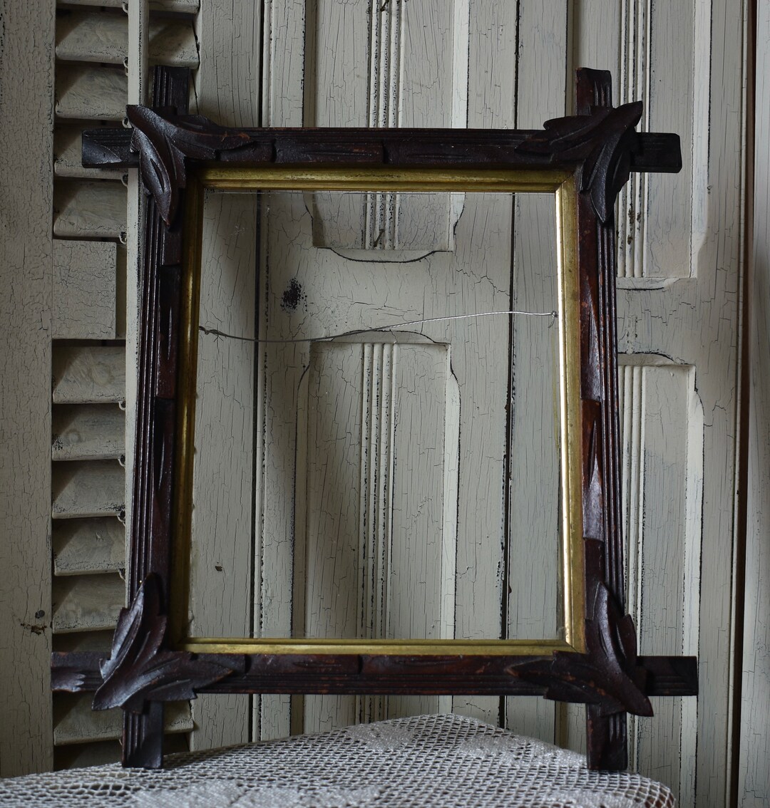 Antique Victorian Frame, 100 Year Old Tramp Art Frame, Collectible Wood