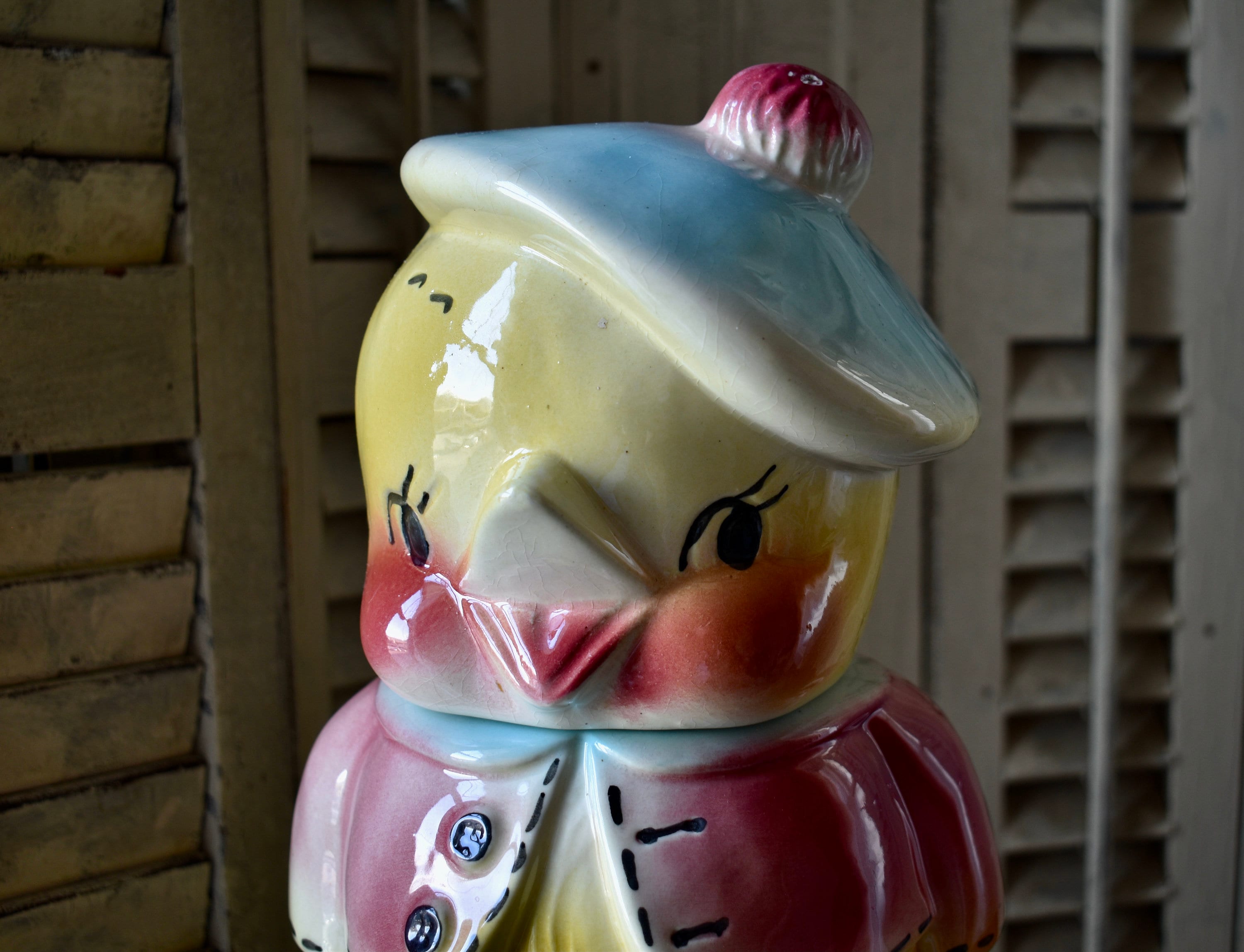 ヴィンテージアメリカンビスクチッククッキージャー：1950年代の陶器