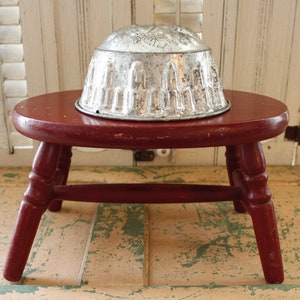 SALE- Antique Tin Pudding Mould, Ornate Antique, Jelly, Cream Mould, Victorian Kitchen, Blancmange with Raised Mixed Fruits, 19TH Century