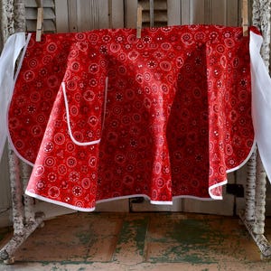 Fabulous 50&#39;s Apron- Red and White Swing Half-Apron-New Vintage-Mid-century Kitchen/Hostess