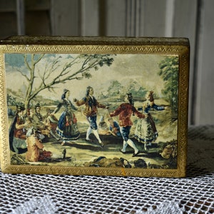 Vintage Italian Florentine Box: Ornate Landscape Trinket Chest