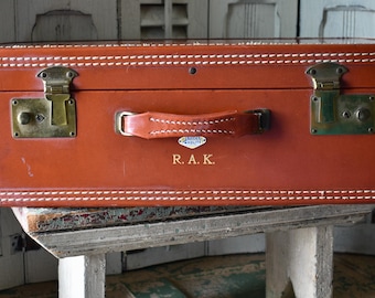 Valigia antica Belber Neolite: valigia in vinile marrone di metà secolo