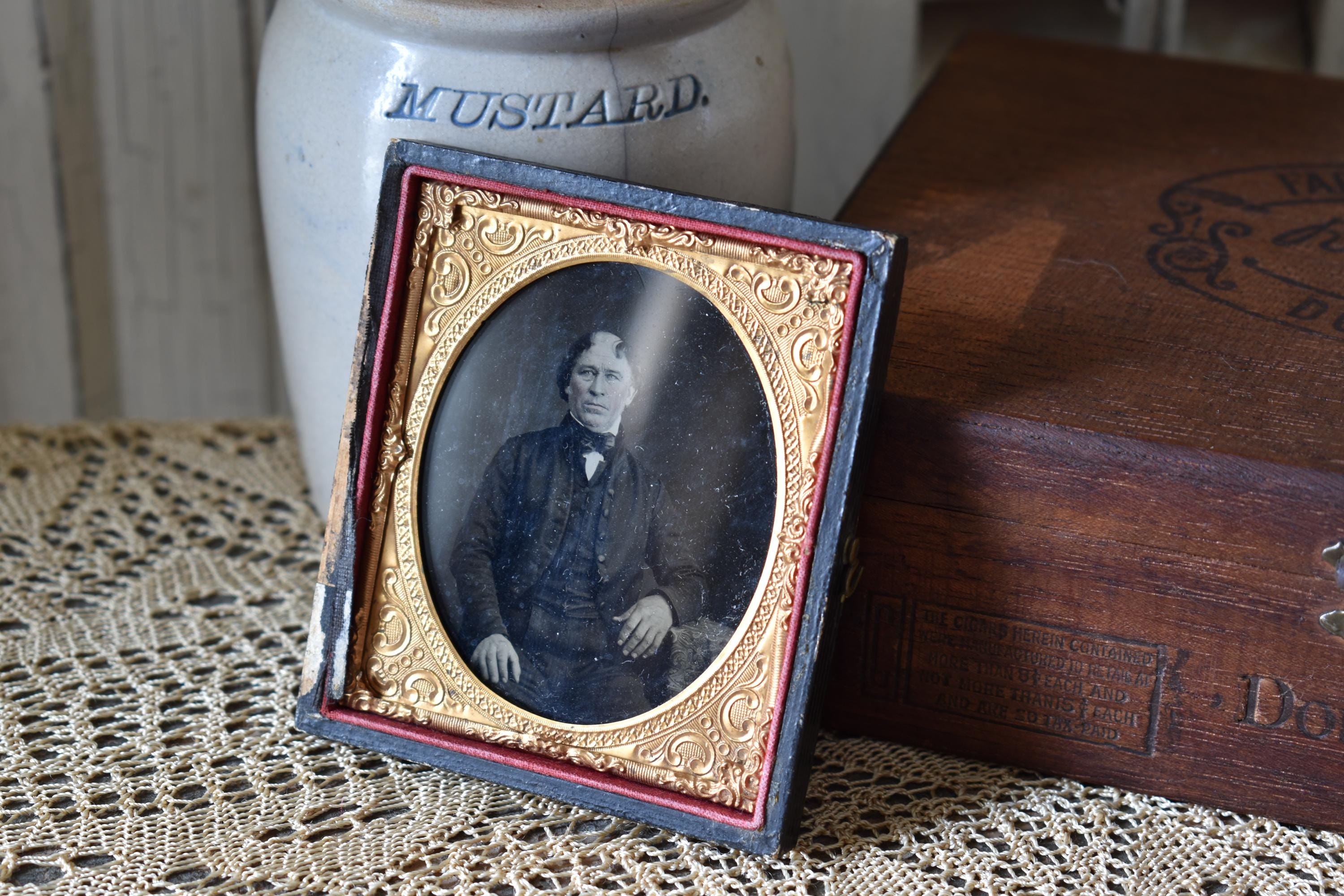 アンティーク ダゲレオタイプ、1800 年代中期、アンブロタイプ、ティン