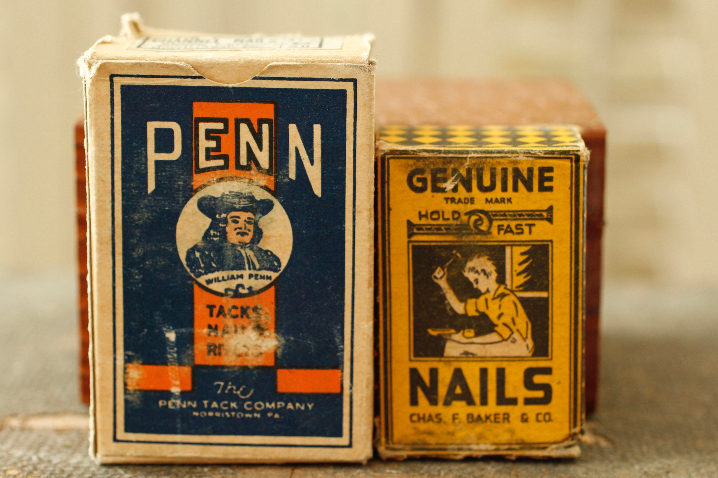 Antique Nail Boxes Collectible Hardware Colorful Graphics Etsy