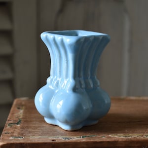 Vintage Aqua Pottery Petite Vase: 1950s Art Deco Decor