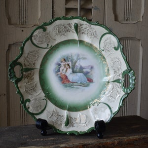 Antique Royal Saxe Portrait Plate: Edwardian Decorative Charger, Germany