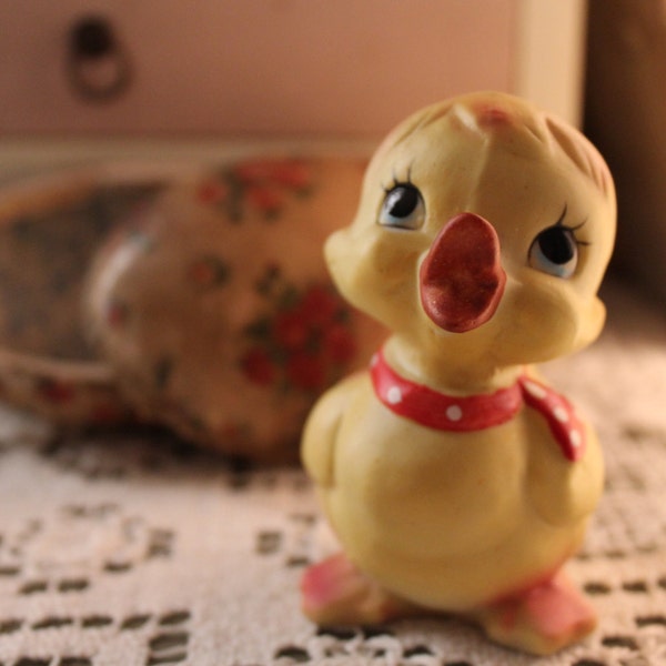 Darling Duckie Vintage Collectible Yellow Easter Duck 1960's Figurine Made in Japan, Vintage Easter, Baby Duck, Kitsch Knicknack