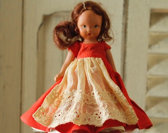 ヴィンテージ ビスク ナンシー アン ストーリーブック ドール 花柄