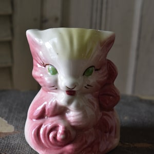 Vintage Shawnee Cat Planter, Vintage Home Decor, Collectible USA Pottery, Antique Pink Cat, Antique Kitty, Collectible USA Pottery