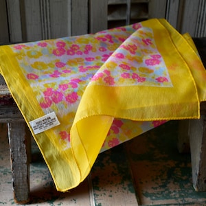 Vintage fluorescent Long Summer Sheer Vintage Accessory 1960&#39;s Retro Mod Square-Made in Japan- Mid-century