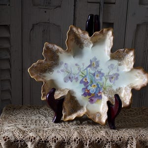 Antique Doulton 1891-1901 Rare Antique Royal Doulton Burslem England- Fabulous Cabinet Plate, Unique Shape-Doulton Lambeth Larkspur-Moriage