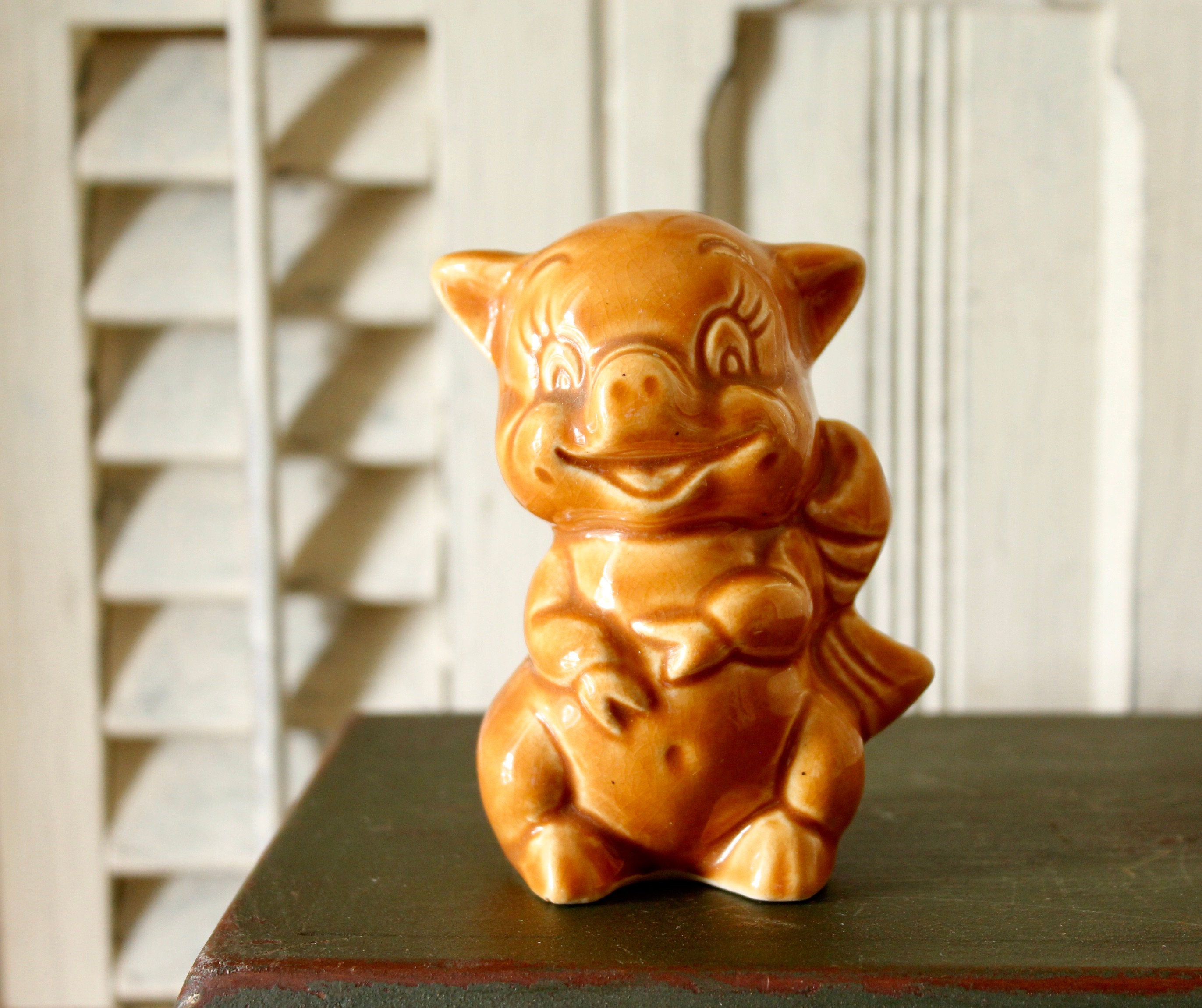 Antique Pottery Pig - Etsy