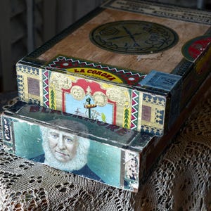 Antique Cigar Boxes , Antique Wood Boxes, La Corona-Blackmore, Collectible Tobacciana, Vintage Box, Vintage Cigar boxes, Storage
