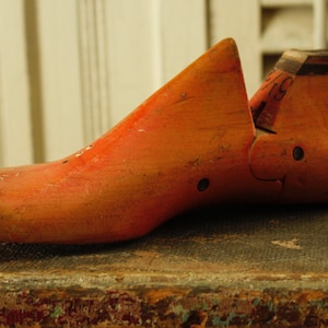 Antique Wooden Shoe Form: Industrial Numbered Primitive Decor