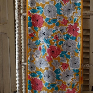 Vintage Honey Scarf, 100% Silk, -Made in Japan, 1950&#39;s Long Scarf with Watercolor Roses, Retro Accessories, Fab Design, Gorgeous Pattern
