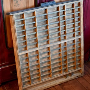 Antique Printers Drawer, Vintage Type-Set Drawer, Cubby Wall Shelf, Extra Large Print Drawer, Antique Office Artifact, Full Size Drawer