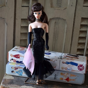 classic black dress barbie doll brunette Barbie Basics Model 05 Doll