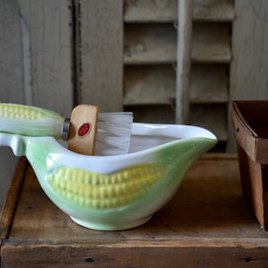 Vintage Corn Butter Set: Retro Ceramic Corn on the Cob, Made in Japan