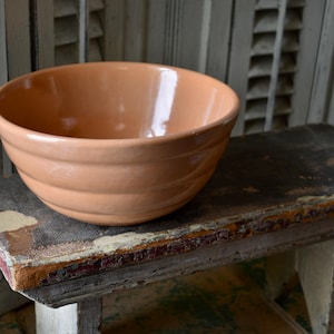 Antik Peach Bauer Keramik Bikupa Blandningsskål – Vintage Farmhouse Kök