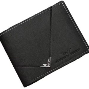 Cartera para hombre de cuero con costuras horizontales sencillas y tarjetero