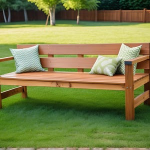 Modern Outdoor bench build plan, Woodworking plans, Outdoor bench plan, DIY plan, Bench plan, Patio furniture, Rustic bench, PDF Download
