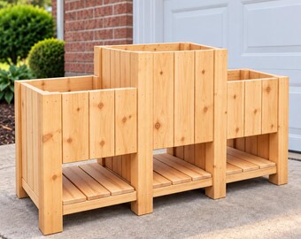 3 Tier Planter Box Plans PDF | DIY Raised Garden Bed Woodworking Plans | 65” Wooden Planter with Shelves | Digital Download
