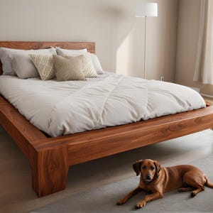 Plano de cama de plataforma DIY, planos de carpintería, marco de cama, marco de cama de madera, marco de cama minimalista, cama de plataforma tamaño queen, archivo PDF
