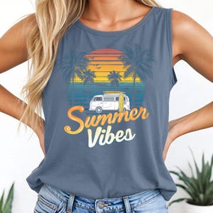 Comfort Colors Retro Sunset Tank Top: Coastal Summer Vibes