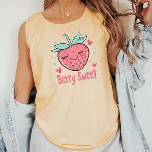 Comfort Colors Strawberry Tank Top: Cottagecore Fruit Graphic