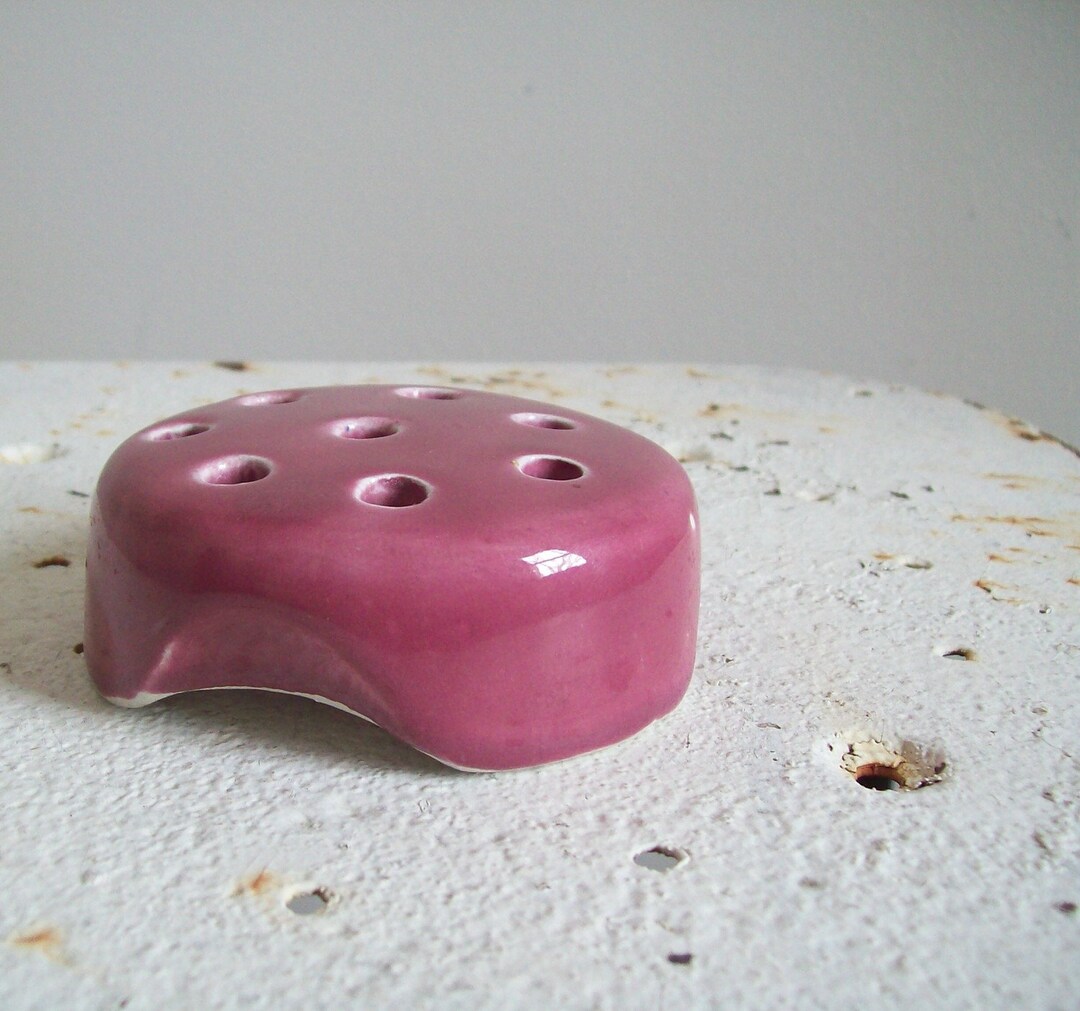 Vintage Pink Flower Frog Weller Pottery Pink Glaze Flower Frog ...