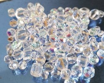 Collection vintage cut glass clear and aurora borealis beads free shipping to USA