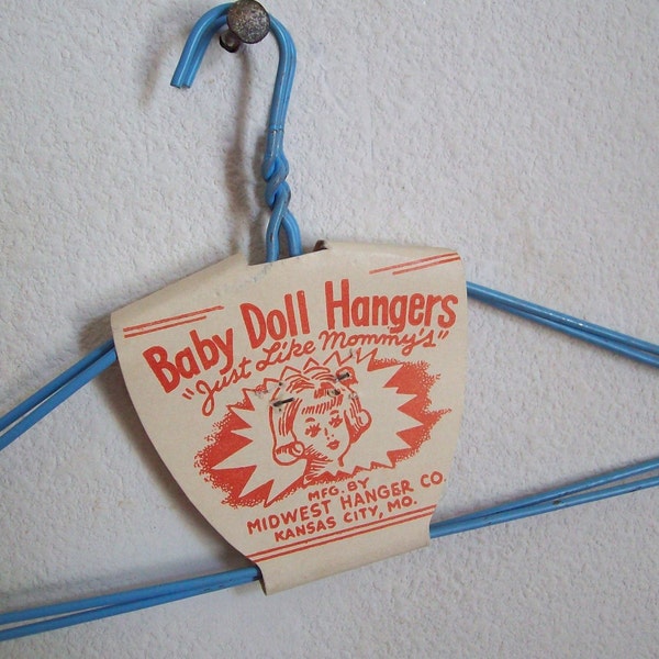 Vintage Baby Doll Hangers  1950s NOS baby blue wire hangers unused free shipping to USA