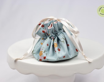 Blush and Blue Jewelry Pouch | Cotton Travel Organizer, Bridesmaid Gift