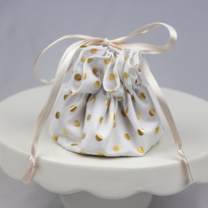 Gold Confetti Jewelry Pouch: Cotton Travel Organizer