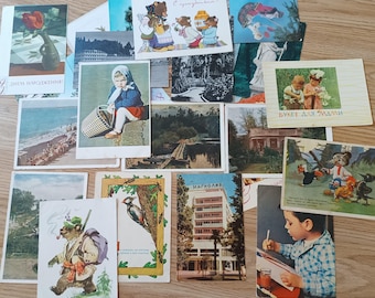 Vintage Old Soviet Russian Postcards 26 pc 1950's–1970's USSR